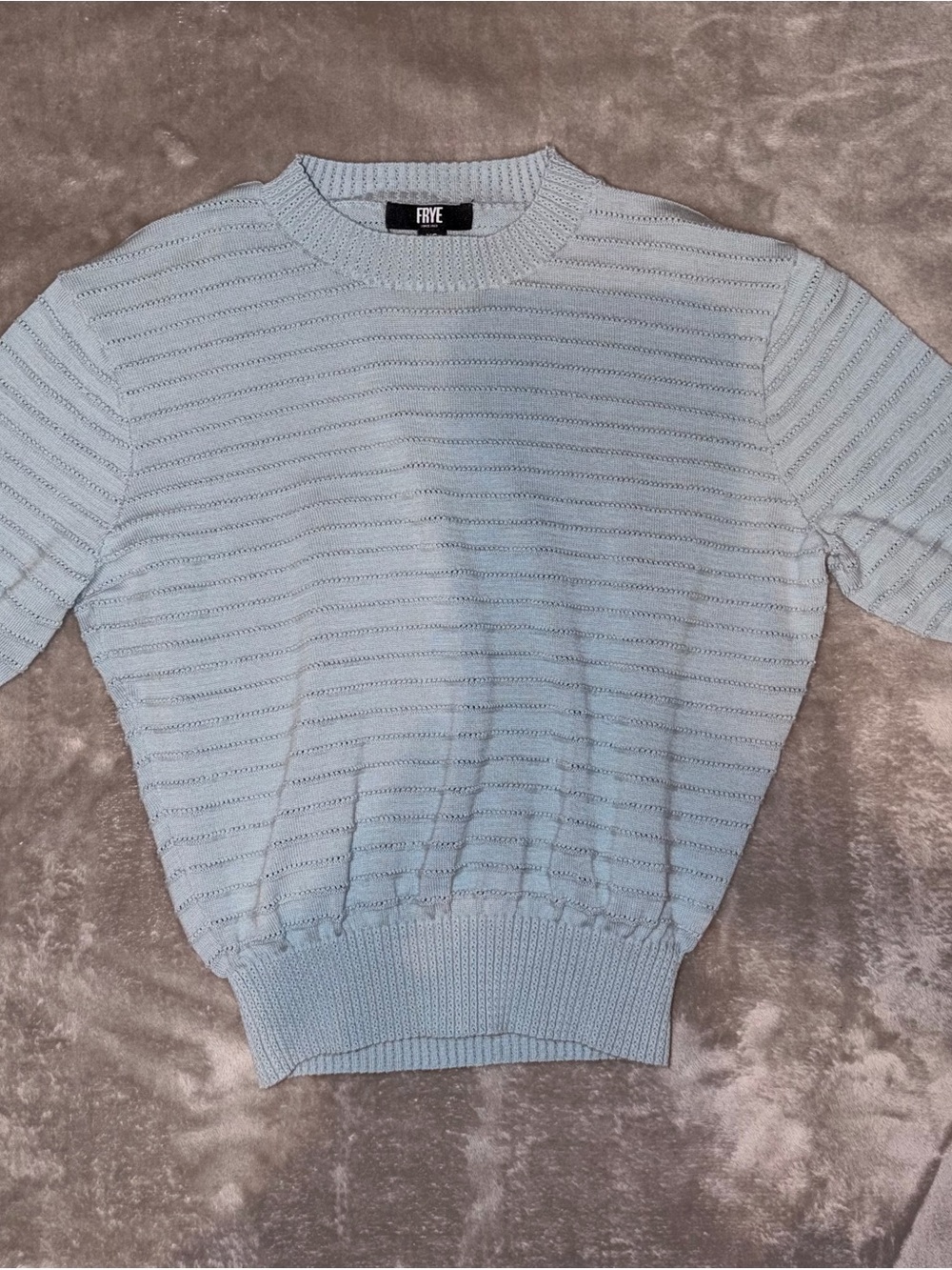 FRYE Dusty Blue Short-Sleeve Knit Sweater XS